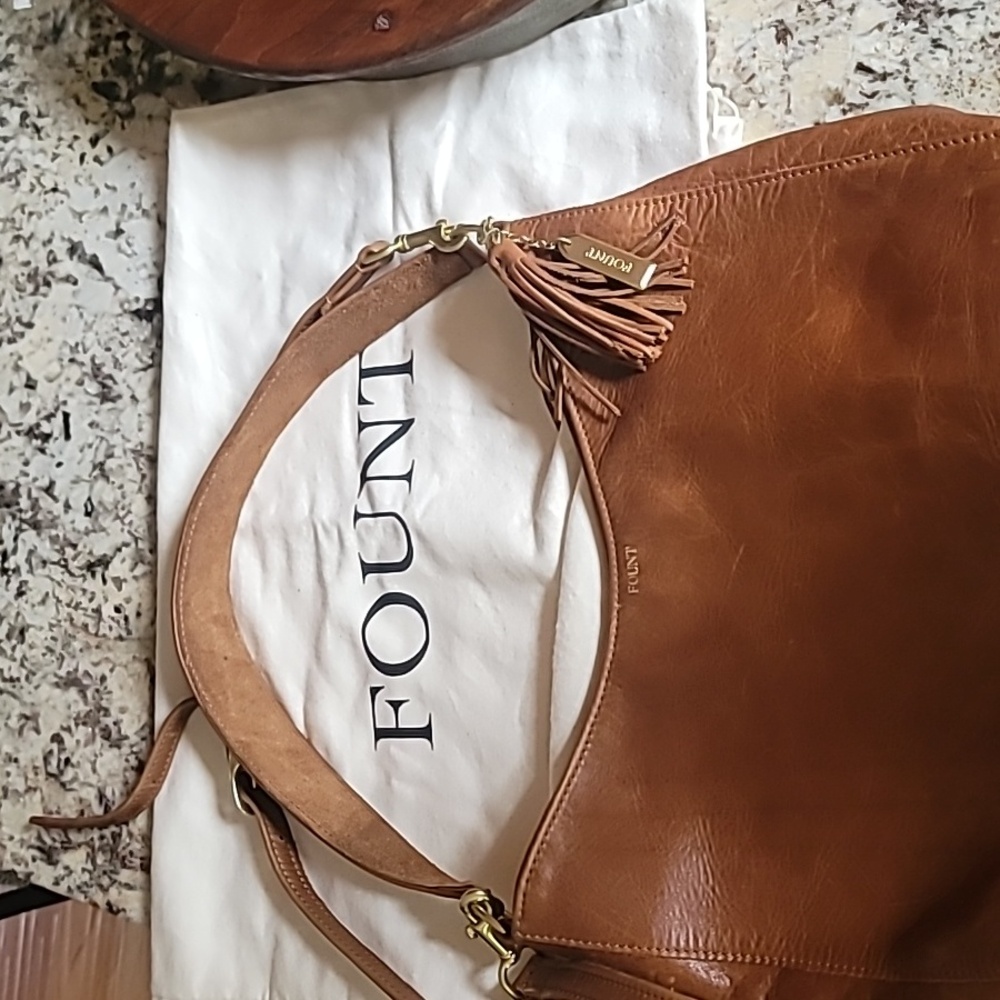 Fount Brown Leather Shoulder Bag